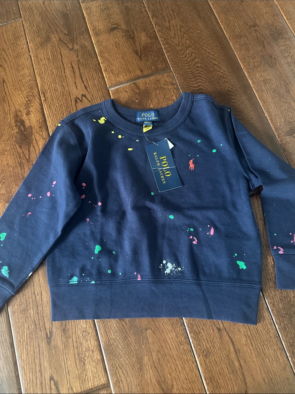 Polo by Ralph Lauren Navy Sweatshirt with Colorful Paint Splatter